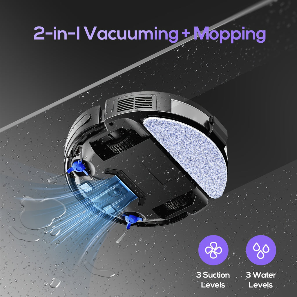 2-In-1 Robotic Vacuum And Mop with App And Voice Control, Featuring a Maximum Suction Power of 5000Pa, Scheduled Cleaning, Automatic Recharging, And Designed for Pet Hair And Low Carpets