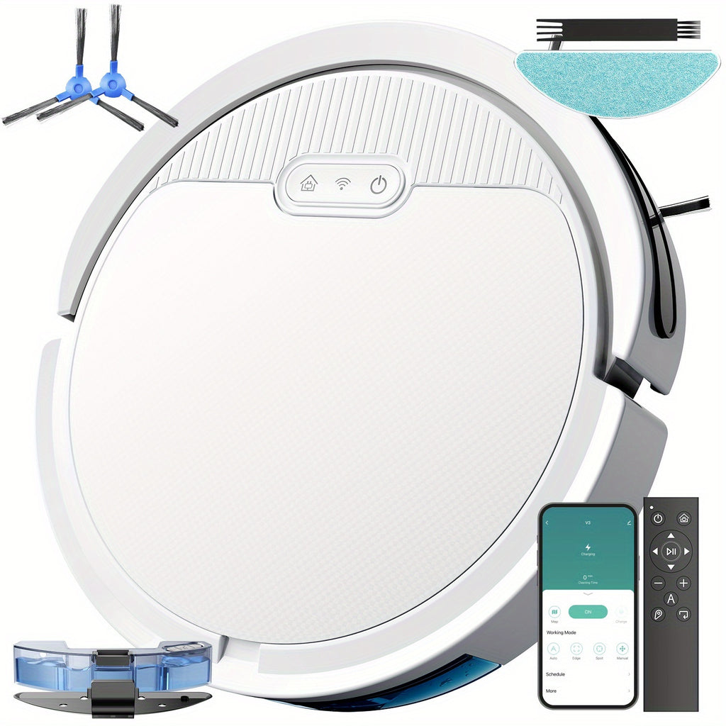 2-In-1 Robotic Vacuum And Mop with App And Voice Control, Featuring a Maximum Suction Power of 5000Pa, Scheduled Cleaning, Automatic Recharging, And Designed for Pet Hair And Low Carpets