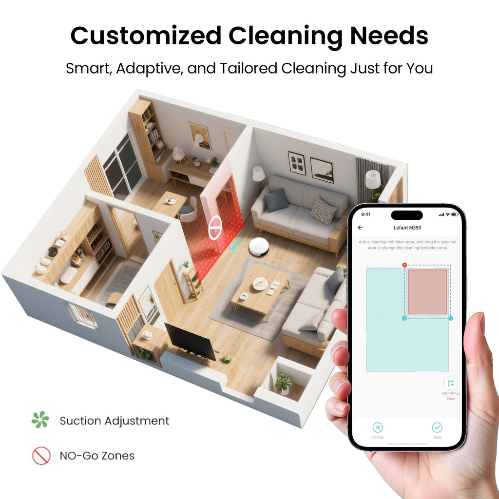 The Lefant M350 Robot Vacuum And Mop Combo Features Automatic Emptying Every 40 Days, 190° PSD Obstacle Avoidance, 7000Pa Suction Power, Quiet Operation, Smart Navigation, Self-Charging, Wet And Dry Capabilities