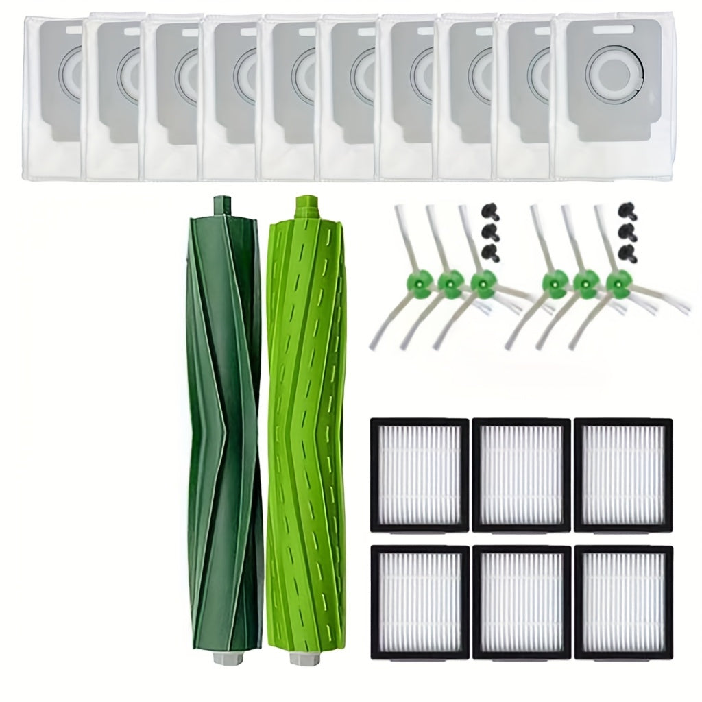 Replacement Parts for IRobot Roomba I7+i4 E5 E6 E7 Robot Vacuum Cleaner Accessories | 2 Rubber Rollers, 6 Filters, 8 Vacuum Bags, 6 Side Brushes with 6 Spikes | Cleaning Supplies for Everyday Home Cleaning, Robot Vacuum And Mop