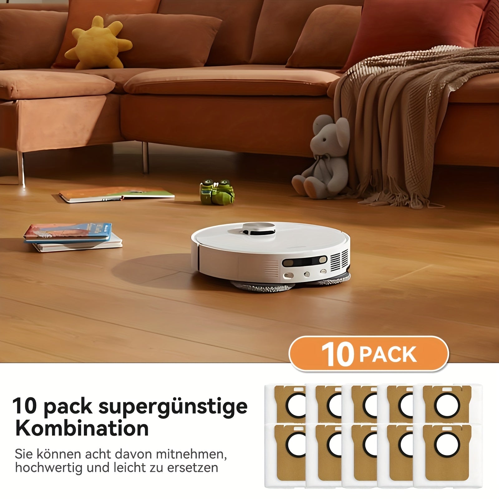 10pcs Vacuum Cleaner Bags for Xiaomi X20+\u002Ffor Xiaomi X10+\u002Ffor Dreame L10s Ultra\u002Ffor Dreame L10 Ultra\u002Ffor Dreame L20 Ultra Robot Vacuum Cleaner, 101.44oz Bag Accessories