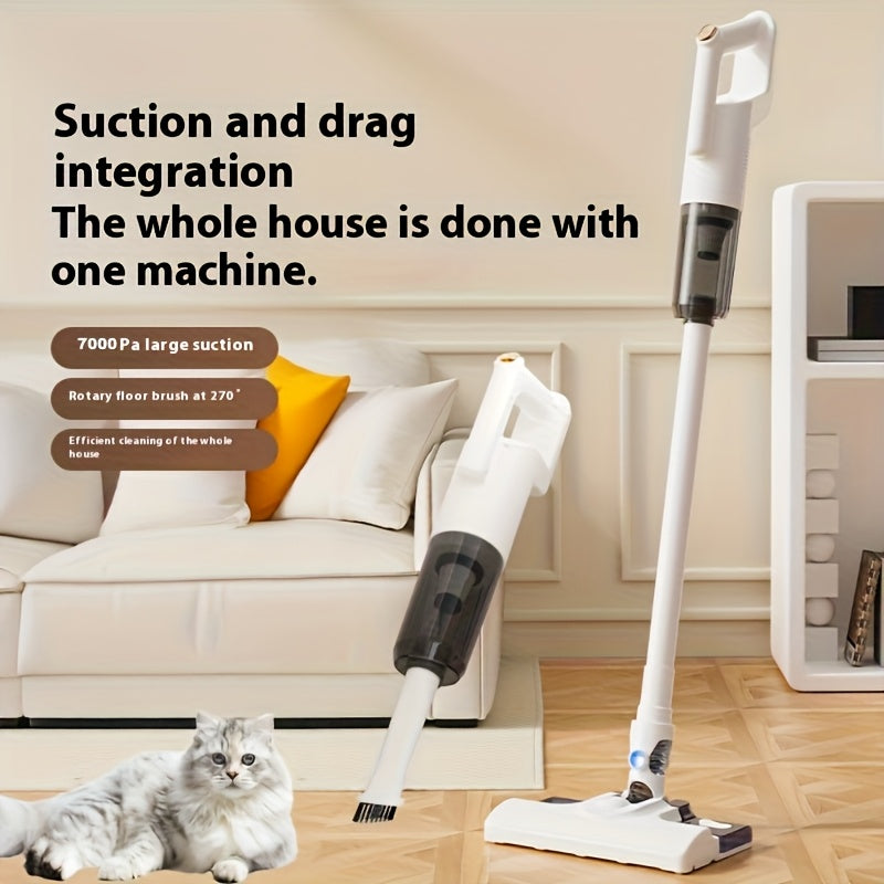 Wireless Stand-Up Vacuum Cleaner • 7000Pa Strong Suction • Replaceable Brush Head • with Mop Function for Thorough Corner-to-Corner Cleaning
