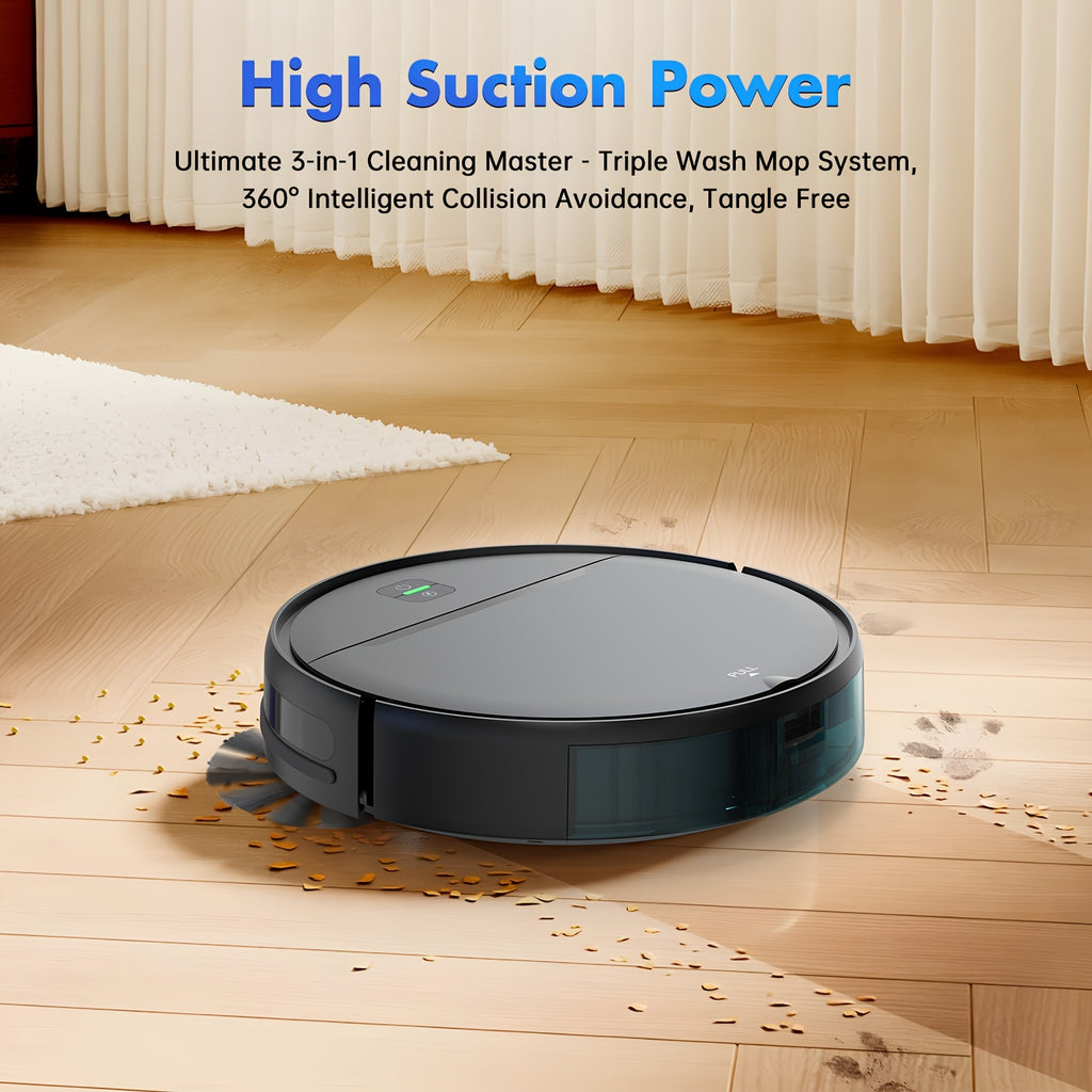 MAMNV 3-in-1 Intelligent Robot 5000Pa Vacuum Cleaner | Automatic Charging, Fixed-point Sweeper, Voice & App Control, Wet Suction Mopping, for smart Home Cleaning, Birthday & New Year Gifts