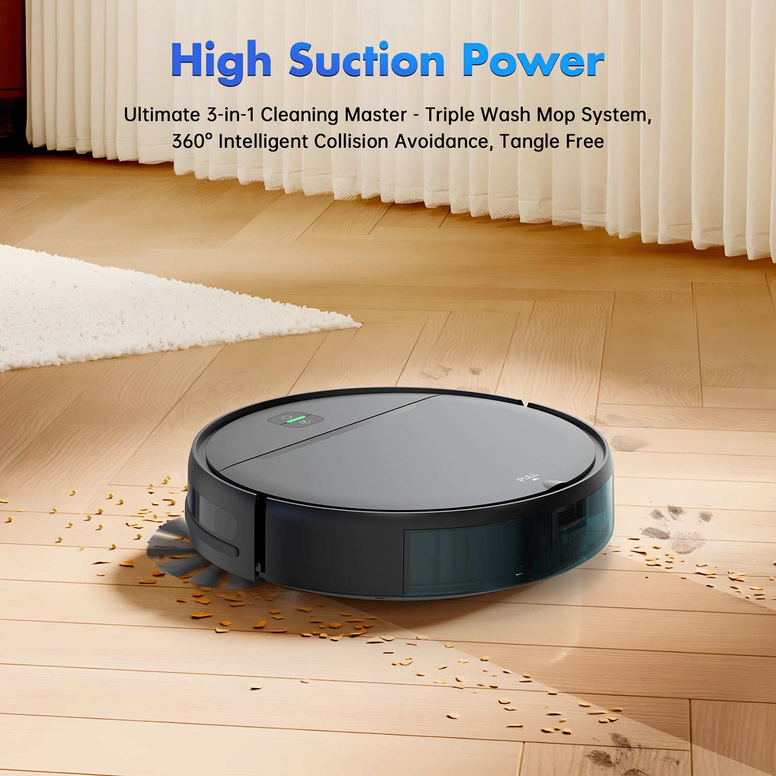 MAMNV 3-in-1 Intelligent Robot 5000Pa Vacuum Cleaner | Automatic Charging, Fixed-point Sweeper, Voice & App Control, Wet Suction Mopping, for smart Home Cleaning, Birthday & New Year Gifts