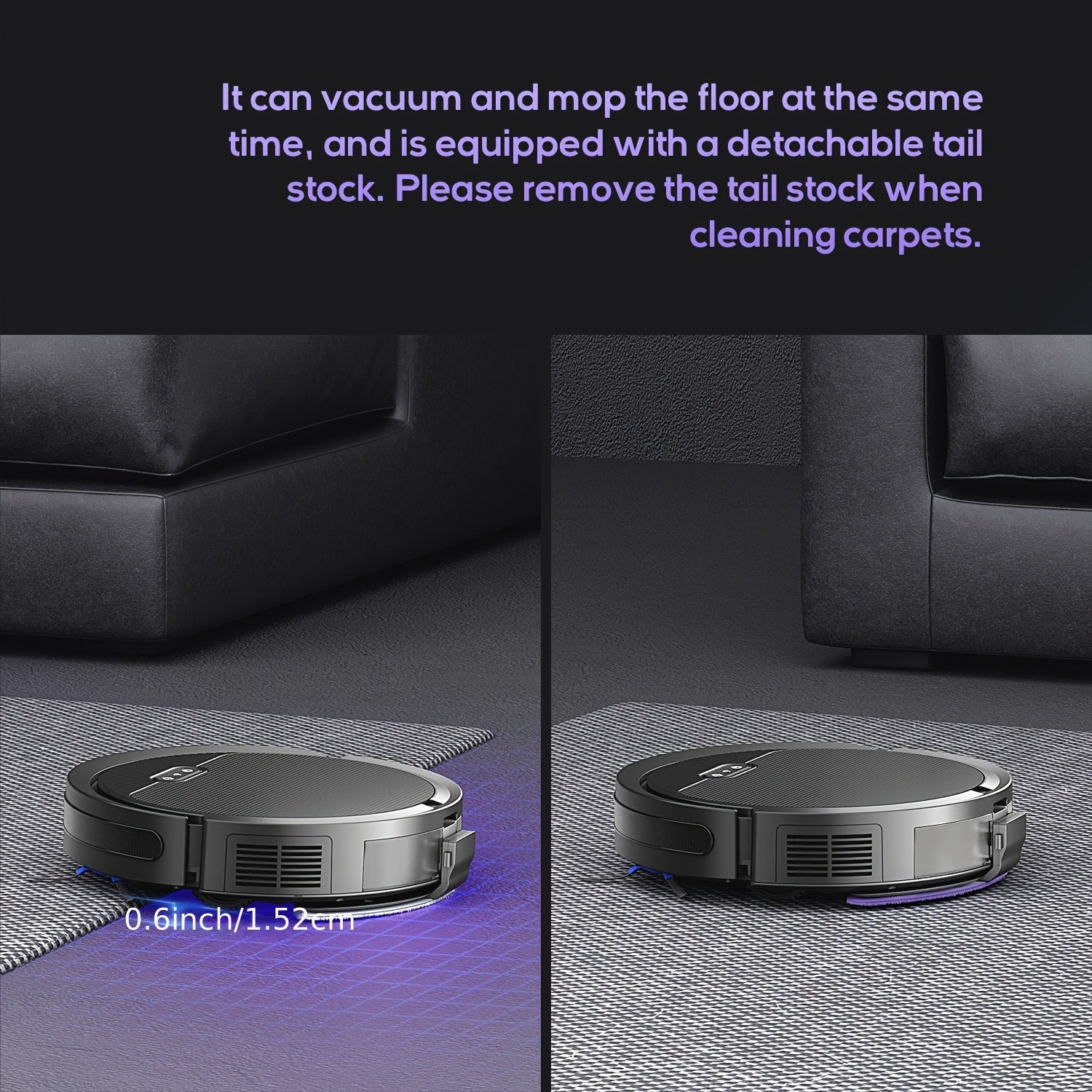 2-In-1 Robotic Vacuum And Mop with App And Voice Control, Featuring a Maximum Suction Power of 5000Pa, Scheduled Cleaning, Automatic Recharging, And Designed for Pet Hair And Low Carpets