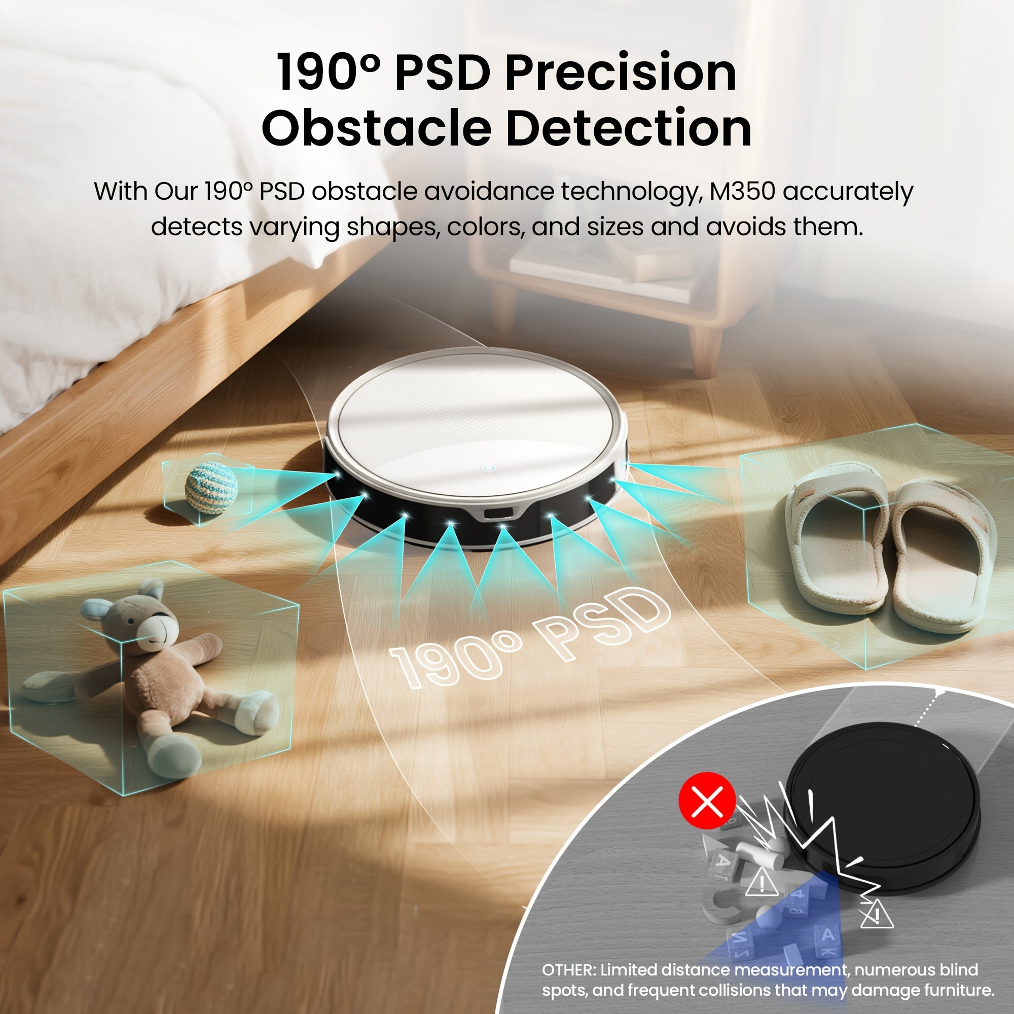 The Lefant M350 Robot Vacuum And Mop Combo Features Automatic Emptying Every 40 Days, 190° PSD Obstacle Avoidance, 7000Pa Suction Power, Quiet Operation, Smart Navigation, Self-Charging, Wet And Dry Capabilities