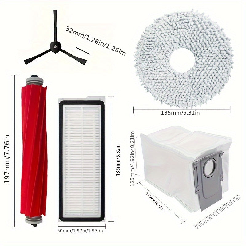 Compatible Additions for Roborock Qrevo Pro\u002FQrevo S Robot Vacuum Cleaner, Including Main Brush, Dust Bag, Mop, Filter, And Side Brush Replacements