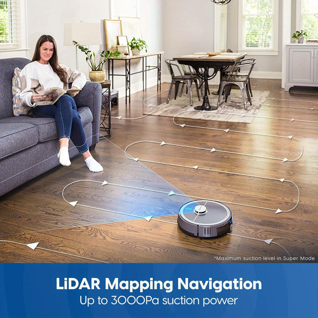 Vacmaster 3-in-1 Robot Vacuum Cleaner Pet Companion and Mop Combo with Self-Empty Station for 45 Days, LiDAR Navigation, 3000Pa Strong Suction, Multi-Floor Mapping for Homes with Pets, Carpet & Hard Floors