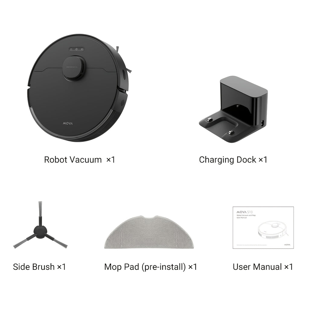 MOVA S10 Robot Vacuum Cleaner MOVA S10 Robot Vacuum Cleaner: 7000Pa Suction, 260m Min Run Time, Liftable Brush, Self-Charging for Home, Pet Hair, Hard Floors, App & Voice Control