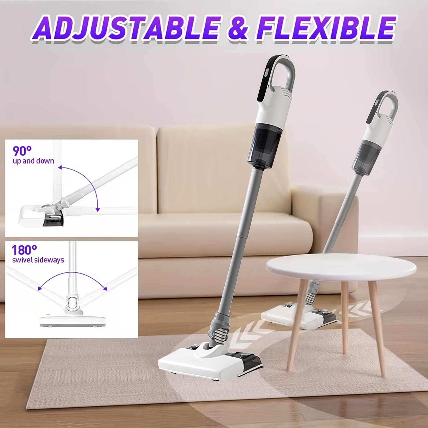 A Vacuum And Mop Combination Device Featuring Three Adjustable Speed Settings for Thorough Cleaning in Different Situations, Designed to Be Lightweight And User-Friendly, Ensuring The Cleanliness of Your Home!