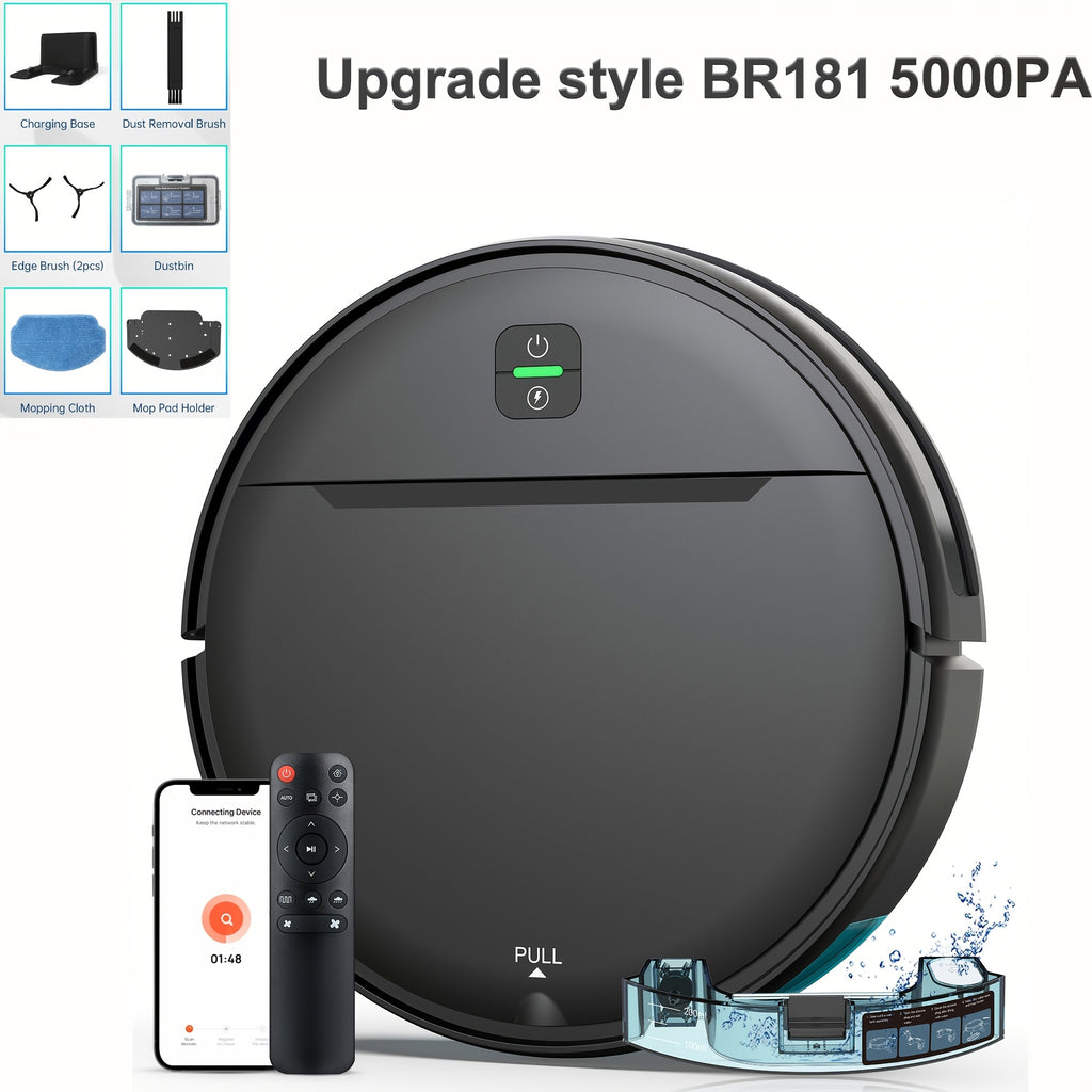 MAMNV 3-in-1 Intelligent Robot 5000Pa Vacuum Cleaner | Automatic Charging, Fixed-point Sweeper, Voice & App Control, Wet Suction Mopping, for smart Home Cleaning, Birthday & New Year Gifts