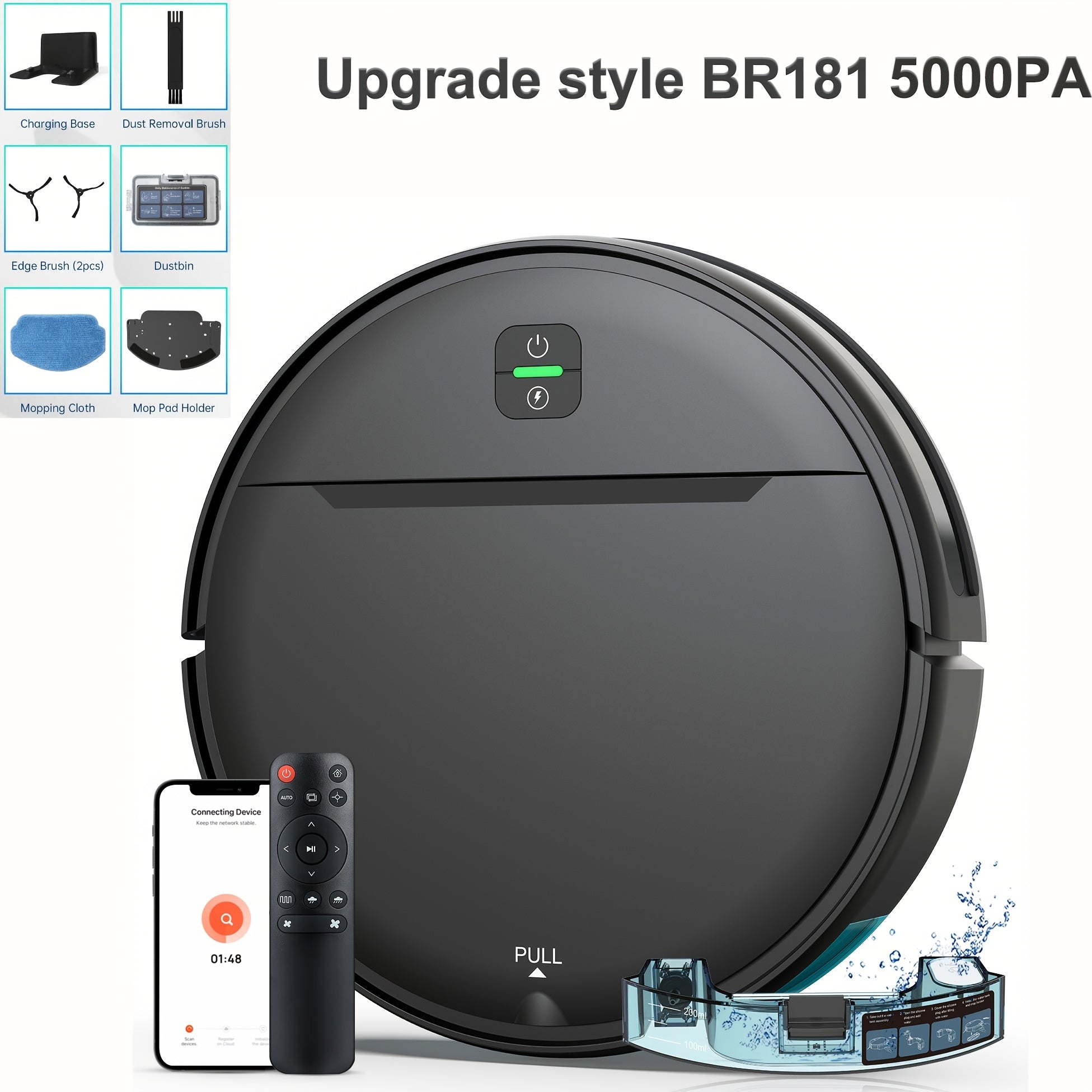 MAMNV 3-in-1 Intelligent Robot 5000Pa Vacuum Cleaner | Automatic Charging, Fixed-point Sweeper, Voice & App Control, Wet Suction Mopping, for smart Home Cleaning, Birthday & New Year Gifts