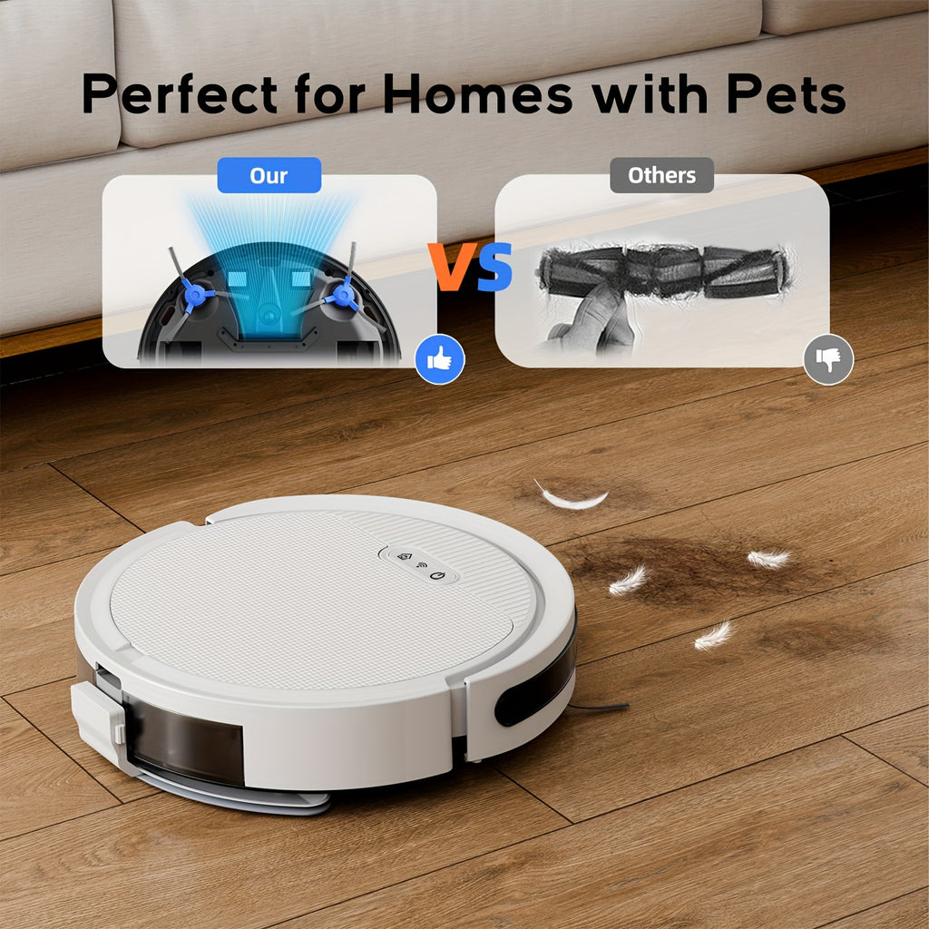 This Is a Robotic Vacuum And Mop Combination Featuring Powerful 5000PA Suction, Various Cleaning Modes, And a 2-In-1 Design. It Can Be Controlled Via an App, Remote, Or Alexa Voice Commands
