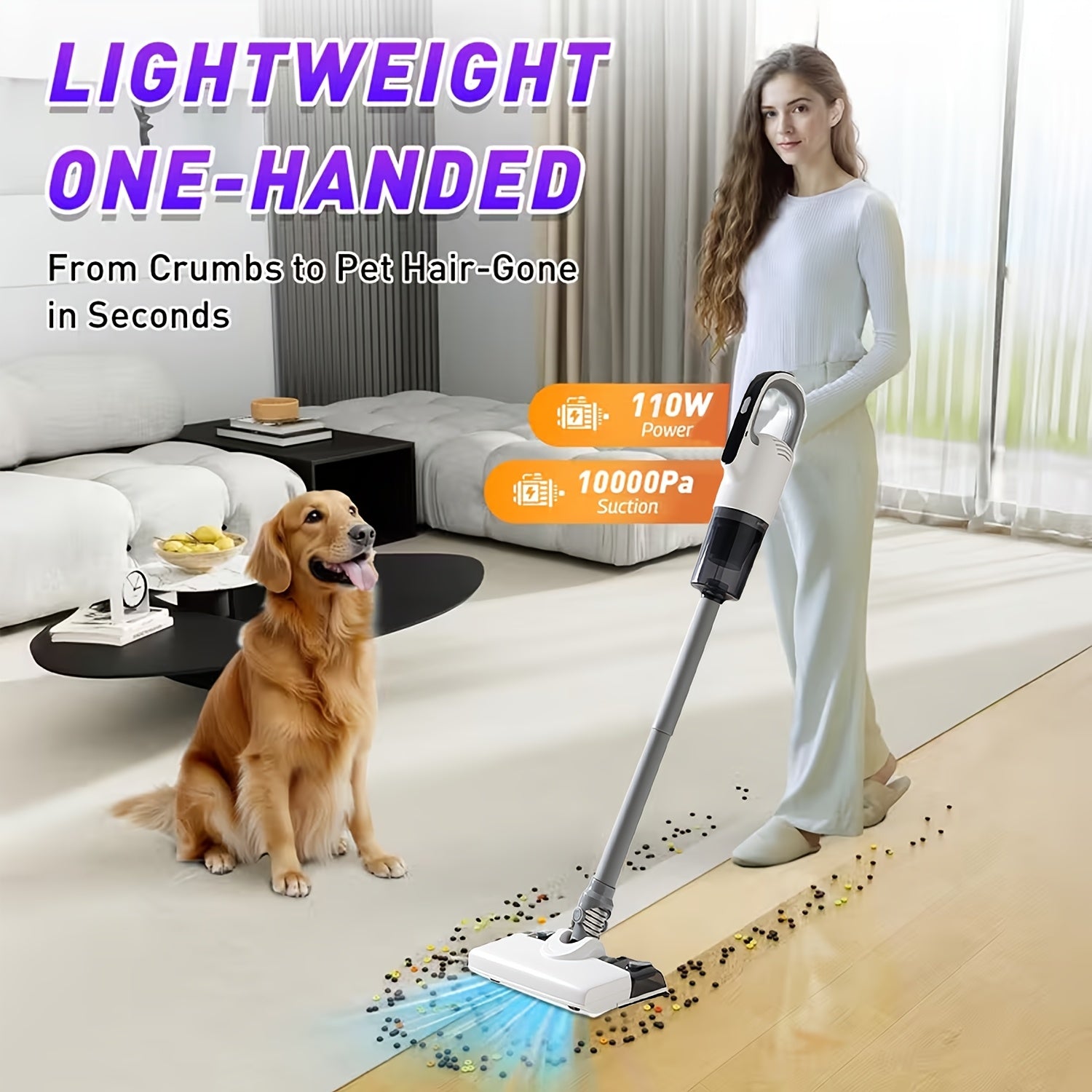 A Vacuum And Mop Combination Device Featuring Three Adjustable Speed Settings for Thorough Cleaning in Different Situations, Designed to Be Lightweight And User-Friendly, Ensuring The Cleanliness of Your Home!