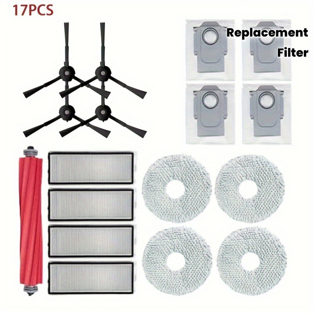 Compatible Additions for Roborock Qrevo Pro\u002FQrevo S Robot Vacuum Cleaner, Including Main Brush, Dust Bag, Mop, Filter, And Side Brush Replacements